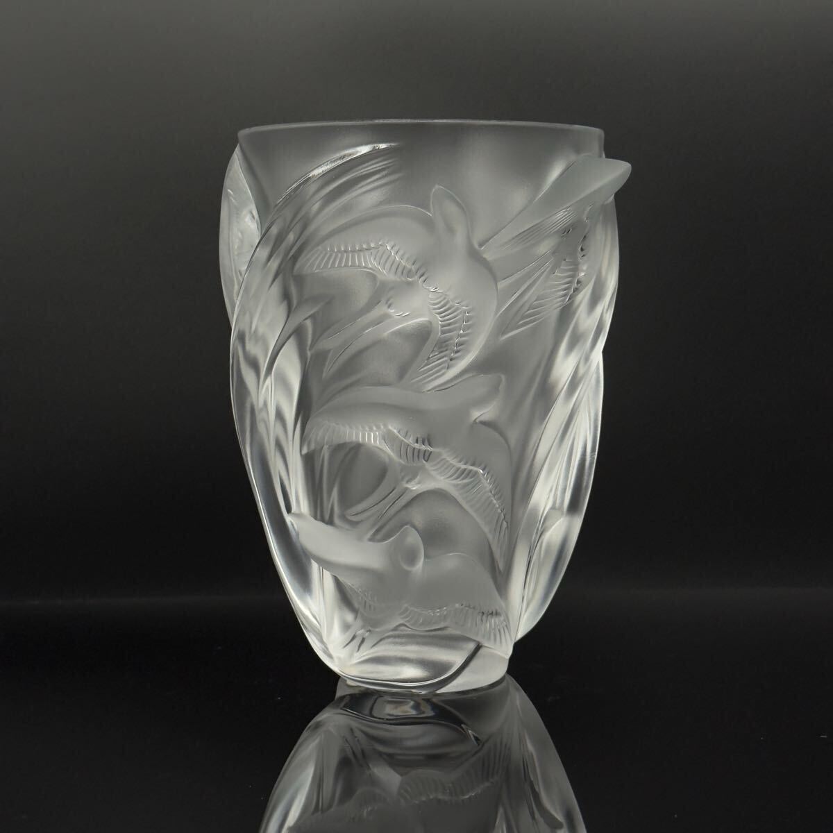中古】HS33529I☆LALIQUE ガラスの花瓶 Martinets Swifts ラリック