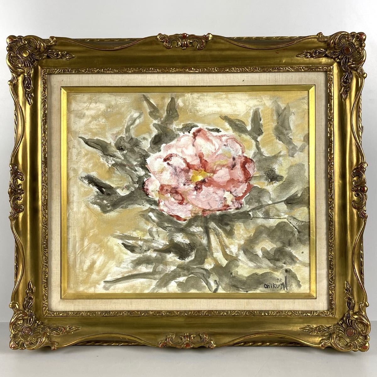 ☆鈴木千久馬【薔薇】☆油彩 6号☆サイン有 タトウ箱 黄袋あり☆の落札