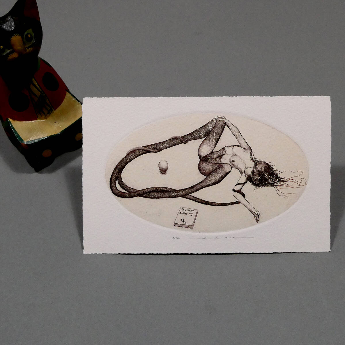 蔵書票 アルフォンス井上 おしおき サイン有り(検索)銅版画 エッチング