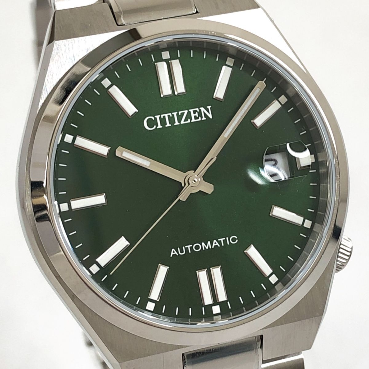 美品☆【CITIZEN】自動巻腕時計 8210-s072981 シルバー ホワイト 