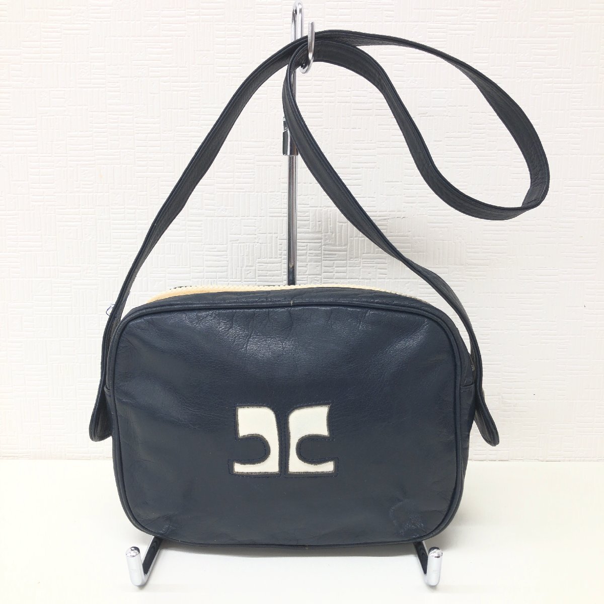希少デザイン レアカラー courreges ショルダーバッグ バイカラー 水色