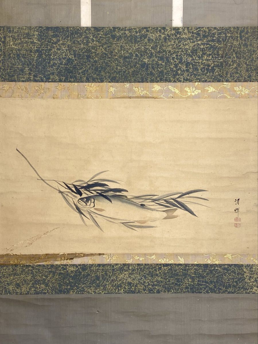 真作】掛軸 横山清暉 水月時鳥図 万延元年69歳 江戸後期 四条派 画家