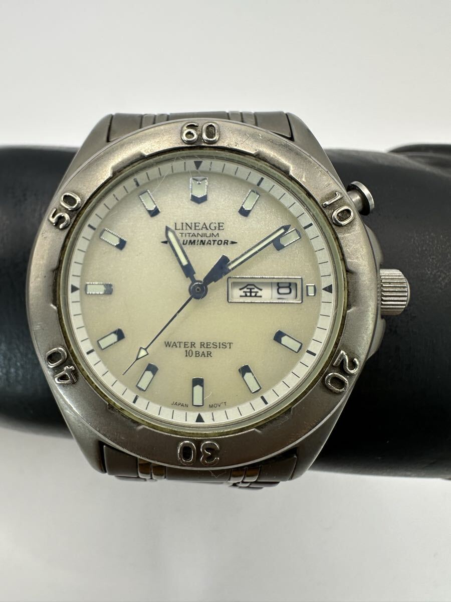 傷や汚れあり】CASIO LINEAGE TITANIUM LIN-163 クォーツ 腕時計☆電池 
