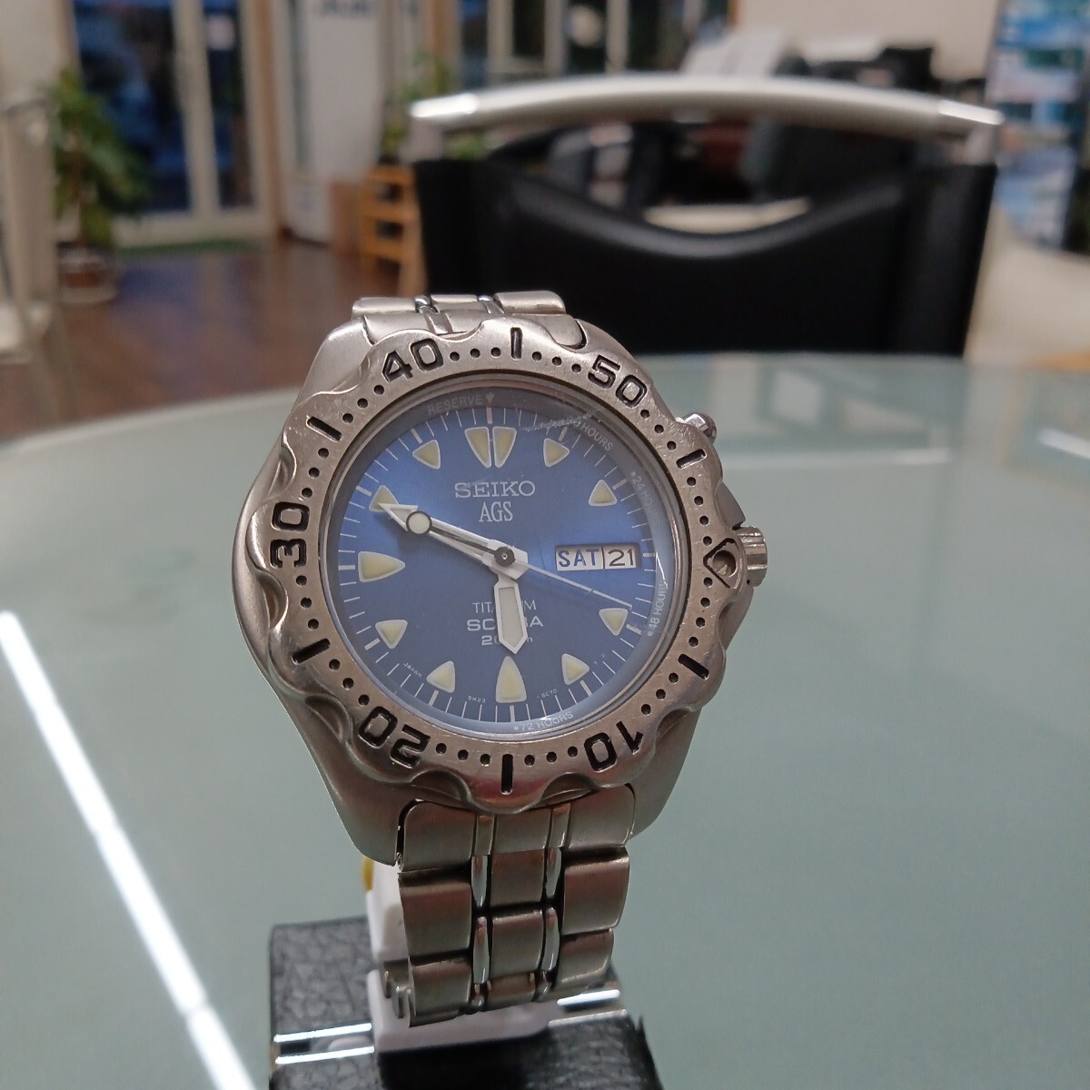 稼働品】 SEIKO セイコー AGS ダイバー TITANIUM SCUBA 200m 5M23-7A31 