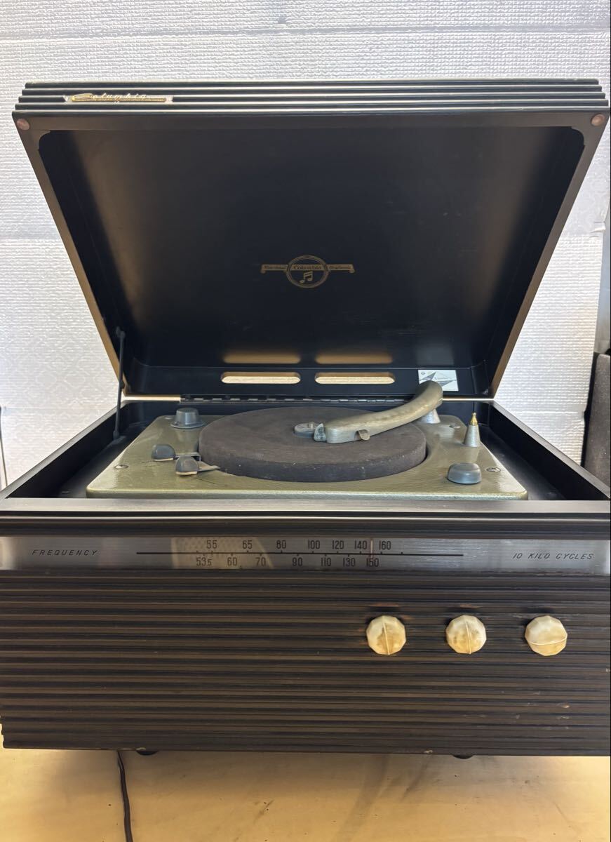 中古】昭和レトロ コロンビア 家具調 四本脚 ステレオ レコード