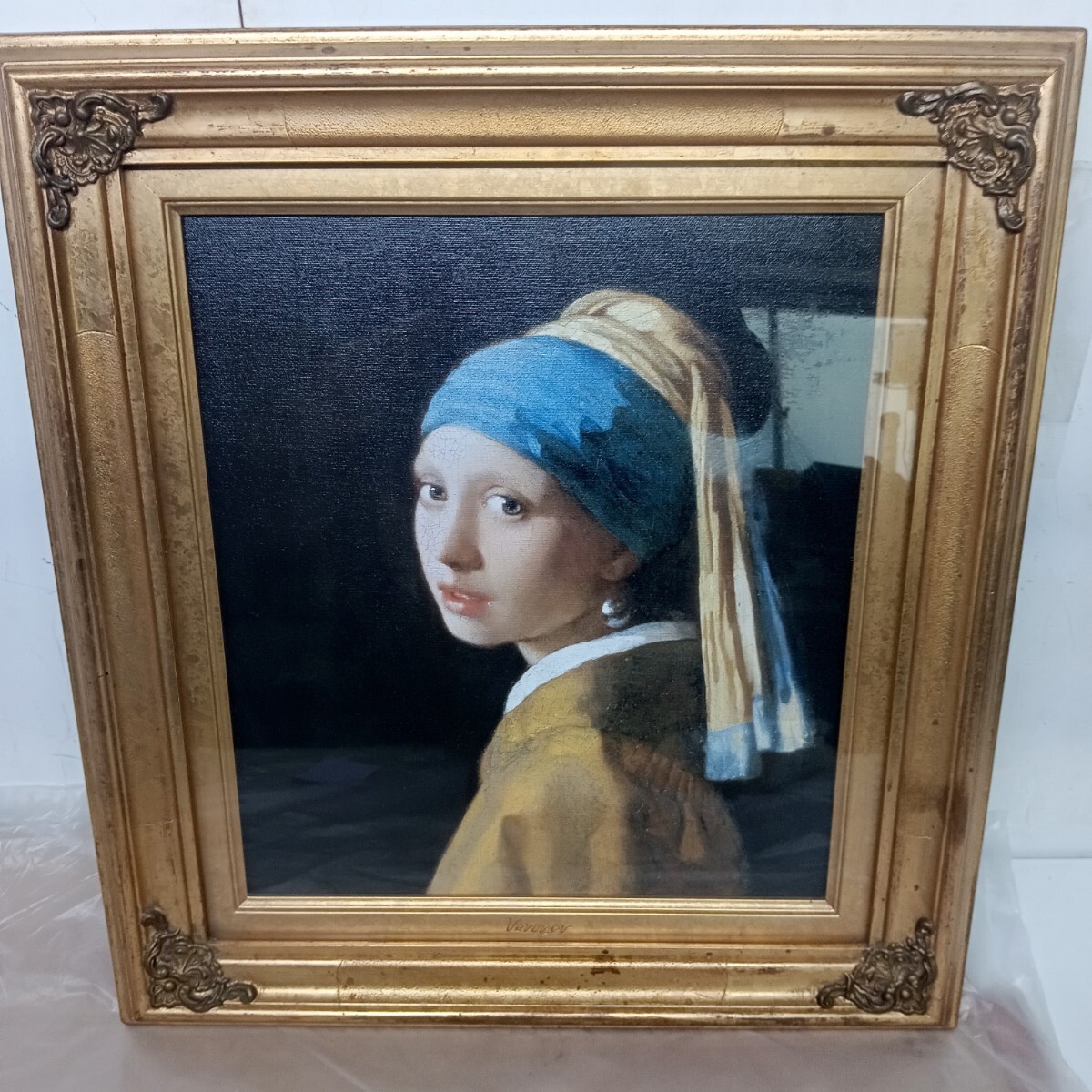 新品】肉筆 油絵 美少女 フェルメール [ 真珠の耳飾りの少女 （青い