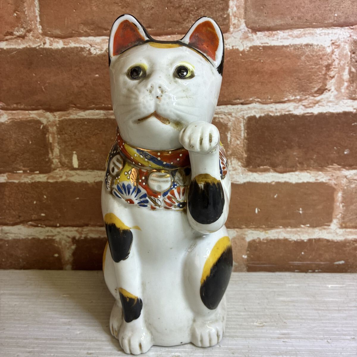 時代備前招き猫　明治　古道具　アンティーク骨董 縁起物　眠り猫　福助　検:李朝 交渉あり 時代 骨董 江戸 明治 招き猫 大入 木製看板 縁起物 商売繁盛