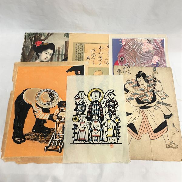 HANA/本物 浮世絵 豊国三代画 役者絵 江戸時代 木版画 大判 錦絵 歌舞
