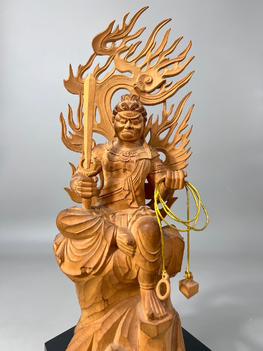 不動明王 仏像 木彫り 迦楼羅炎 金彩 中古】【不動明王の光背 迦楼羅焔 木彫】仏像彫刻の落札情報詳細