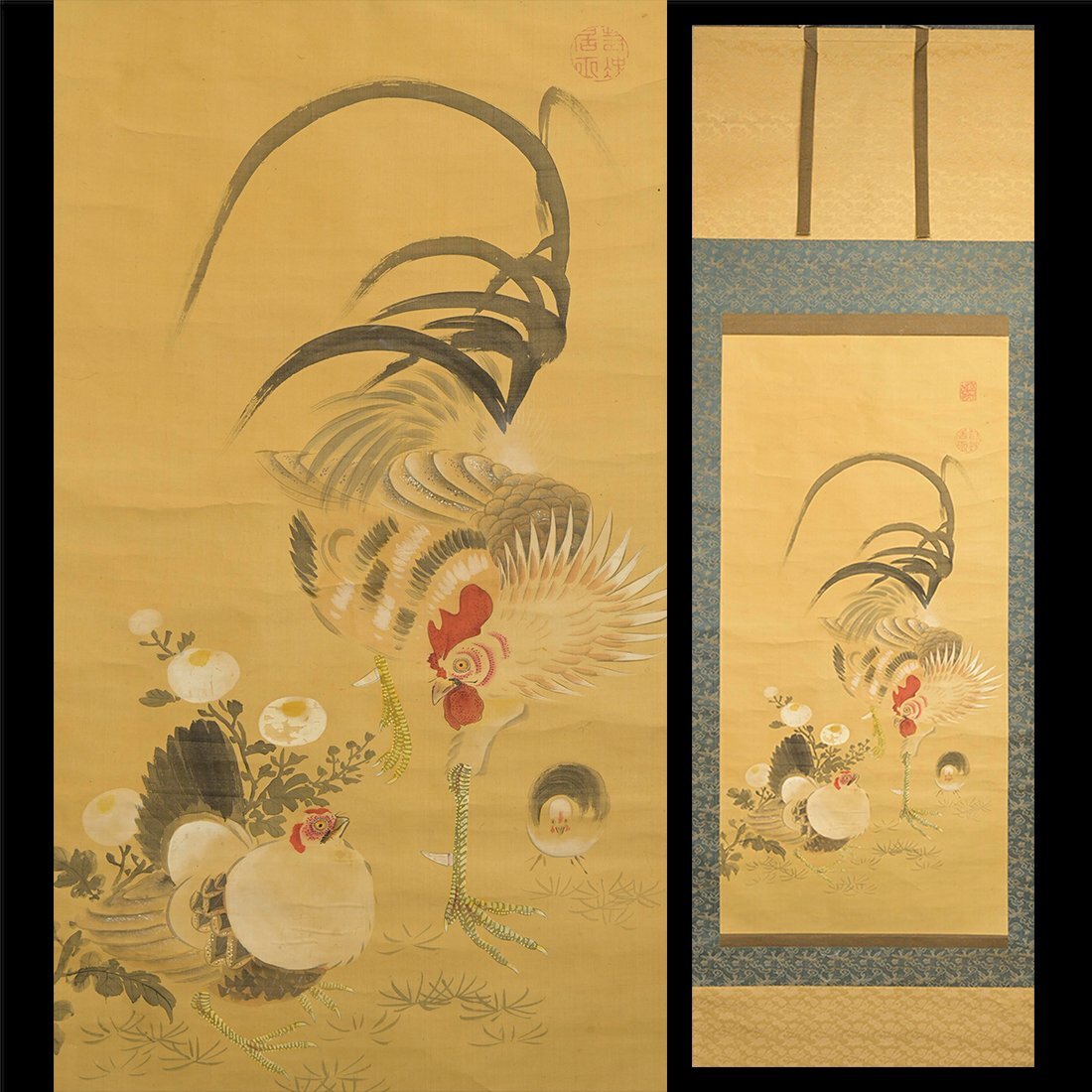 『X6449』『無落款 天狗に天女図』 日本画 江戸絵画 仏教絵画 掛軸 無落款】◇天女図◇日本画◇仏画◇肉筆◇紙本◇掛軸◇h566の落札情報