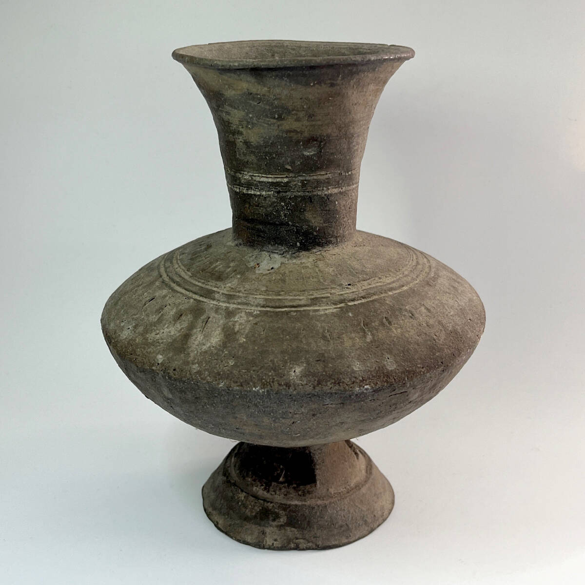 ◇猿投古窯 出土須恵器 平瓶 古墳時代末～奈良 15．5cm 緑釉自然