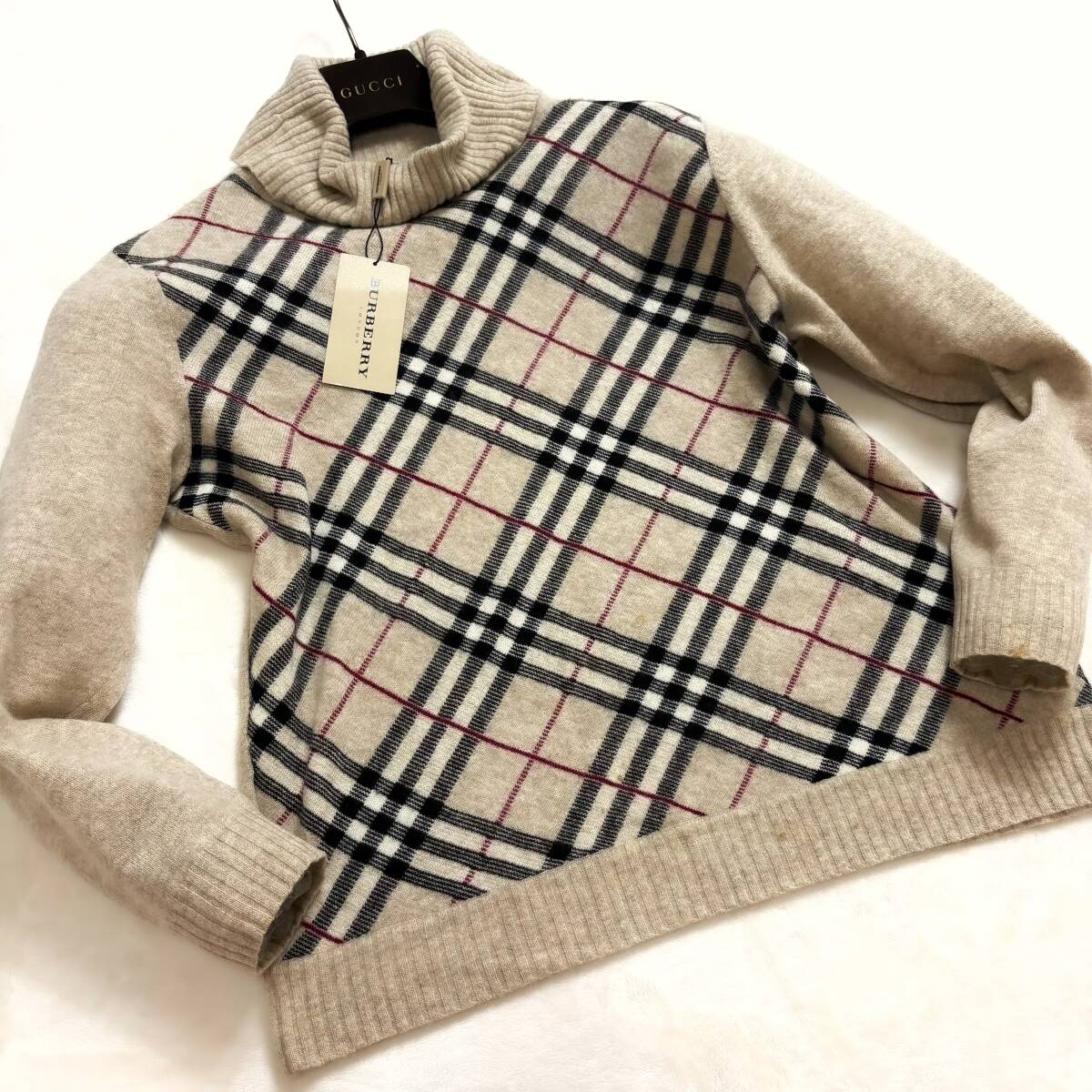 極美品♡バーバリーロンドン タートルニット ノバチェック アンゴラ 