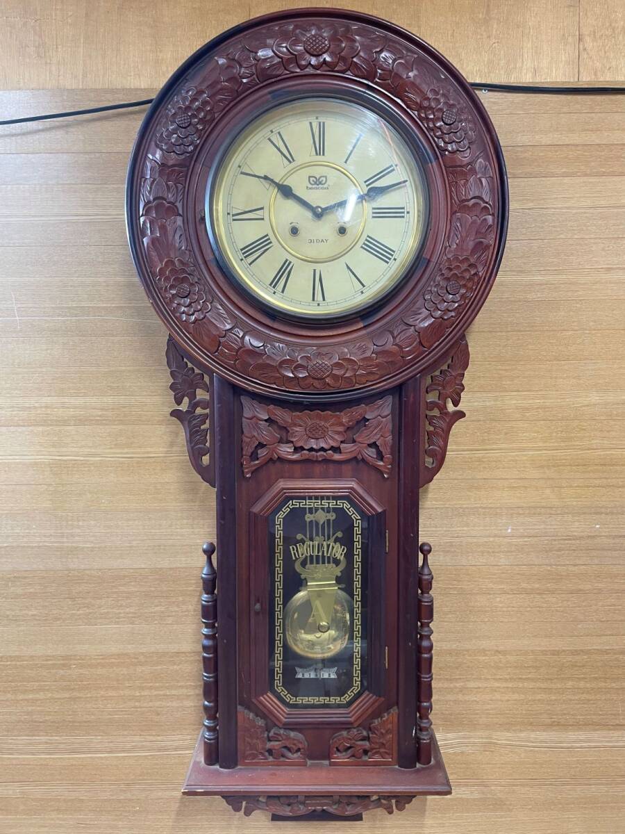 A428 動作確認済 REGULATOR A 掛け時計 ネジ無し アンティーク 柱時計