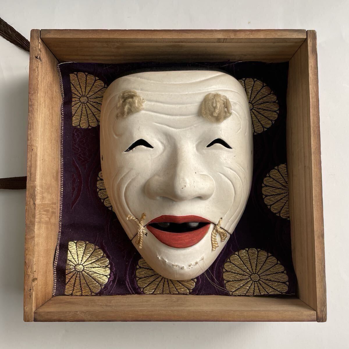 8】陶器製 能面 翁面 お爺さんのお面 壁掛け飾り №倉59ヶ.定500の落札