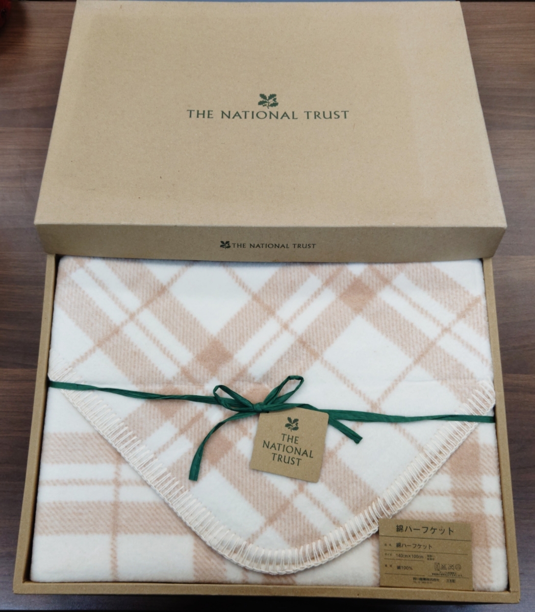 【未使用・自宅保管品】THE NATIONAL TRUST ナショナルトラスト ハーフケット 綿100％ 140cm ×100cm 日本製