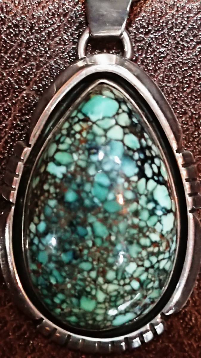 ナンバーエイト ターコイズ コイン シルバーネックレス #インディアン  