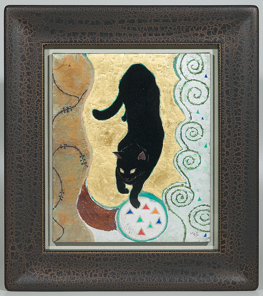 五 山下まゆみ 福招き 黒猫図 日本画 彩色 真作 8号 額装 共シール の落札情報詳細 ヤフオク落札価格情報 オークフリー スマートフォン版