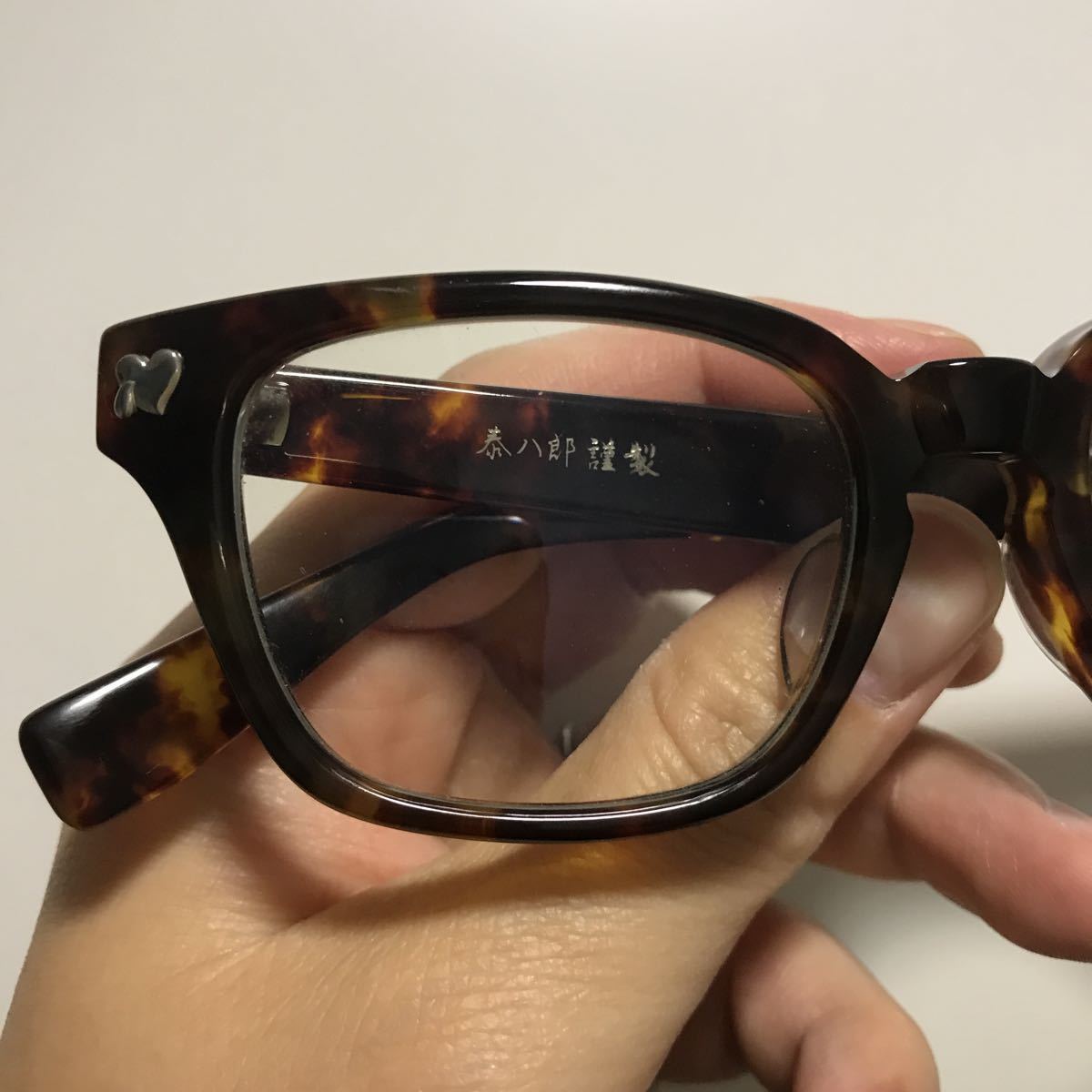 泰八郎謹製 ナンバーナイン コラボ 度なしメガネ 黒縁 眼鏡 ハート涙