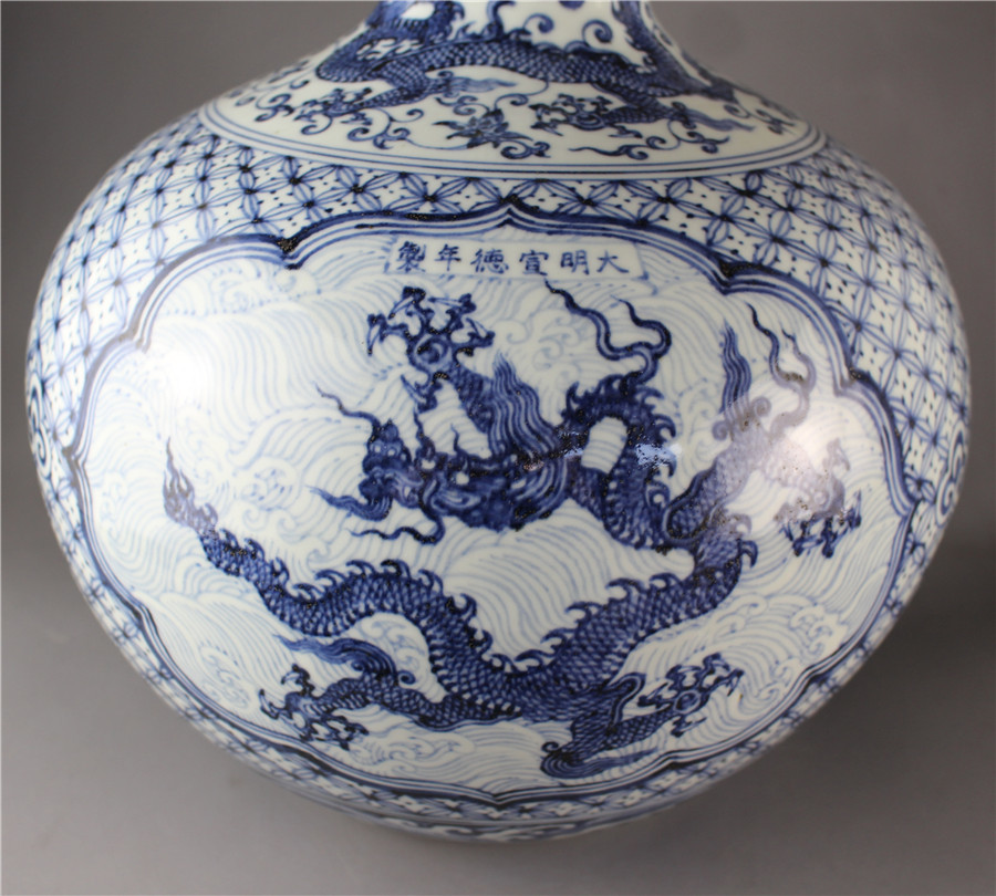 大明萬暦年製款 大振きい赤繪花鳥紋 玉壷春瓶 ！直径32 cm、高さ56 cm