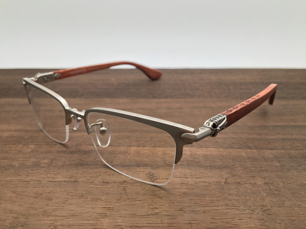 クロムハーツ メガネ 美品 度入り エボニーウッド 木製 束ねよ 
