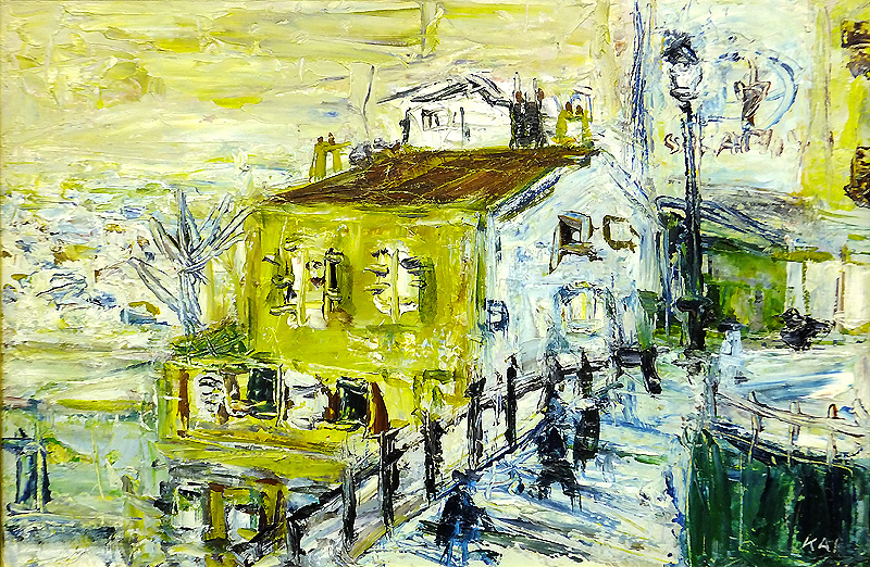 送料込み　油彩　横田海　パリ風景　1989年　実力作家　師　山口長男　額付絵画 送料込み油彩横田海パリ風景1989年実力作家師山口長男額付絵画