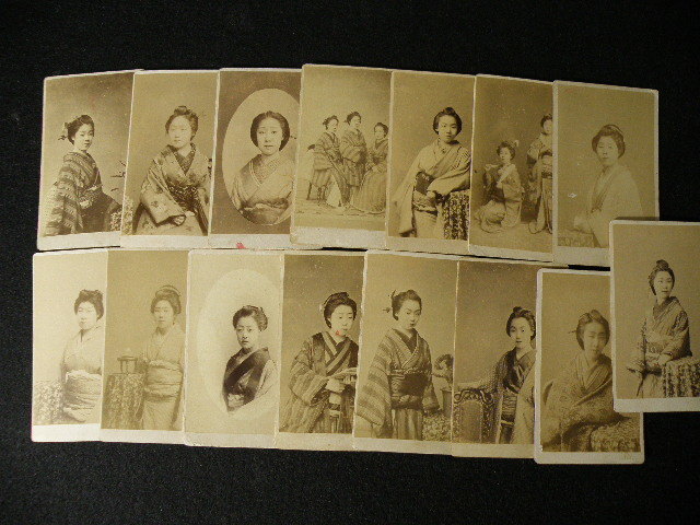 45 明治期 伊勢 古市 他 遊女 古写真 15枚 まとめて / 戦前 三重 遊廓