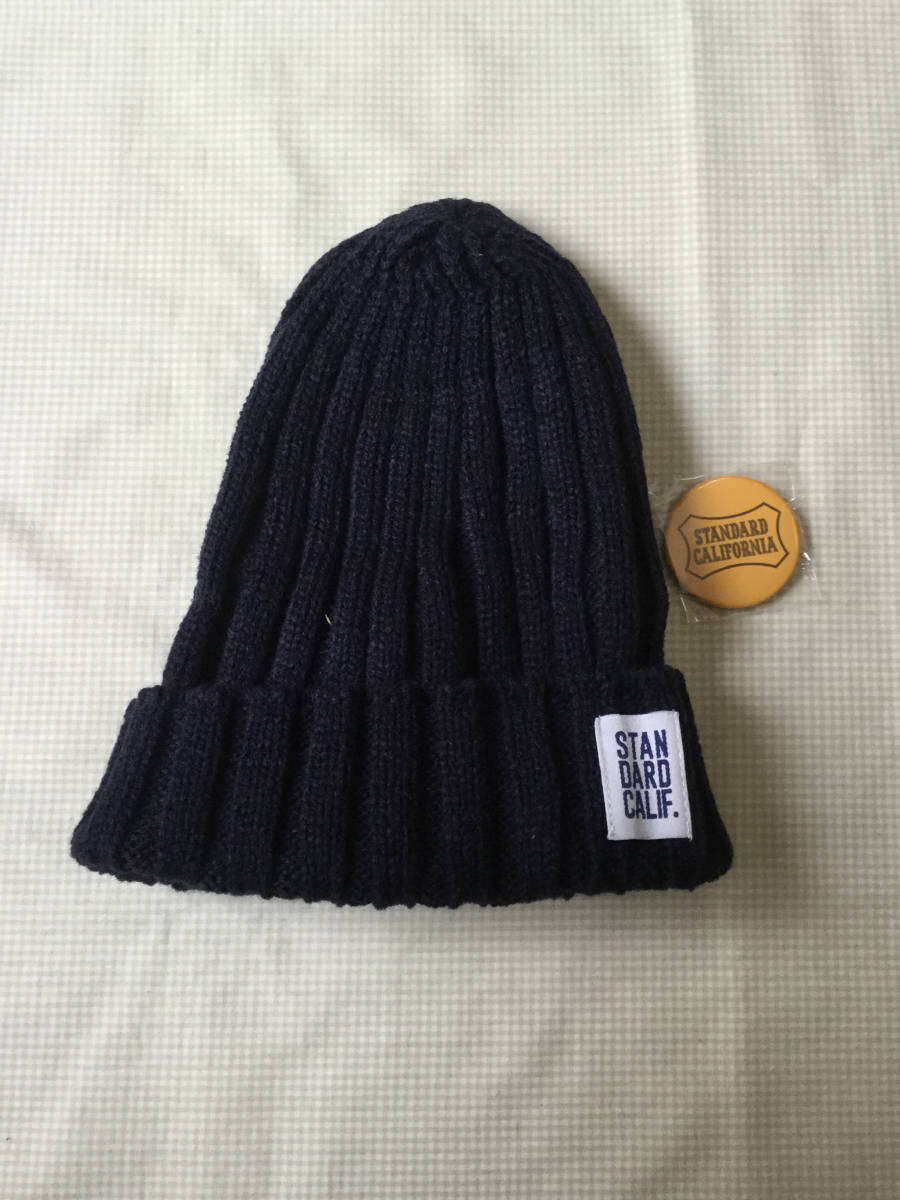 新品 Standard Calfornia スタンダードカリフォルニア フリーサイズ 紺色 リブ編みニット帽 缶バッチ付 新品未使用自宅保管品 タグ無し の落札情報詳細 ヤフオク落札価格情報 オークフリー スマートフォン版