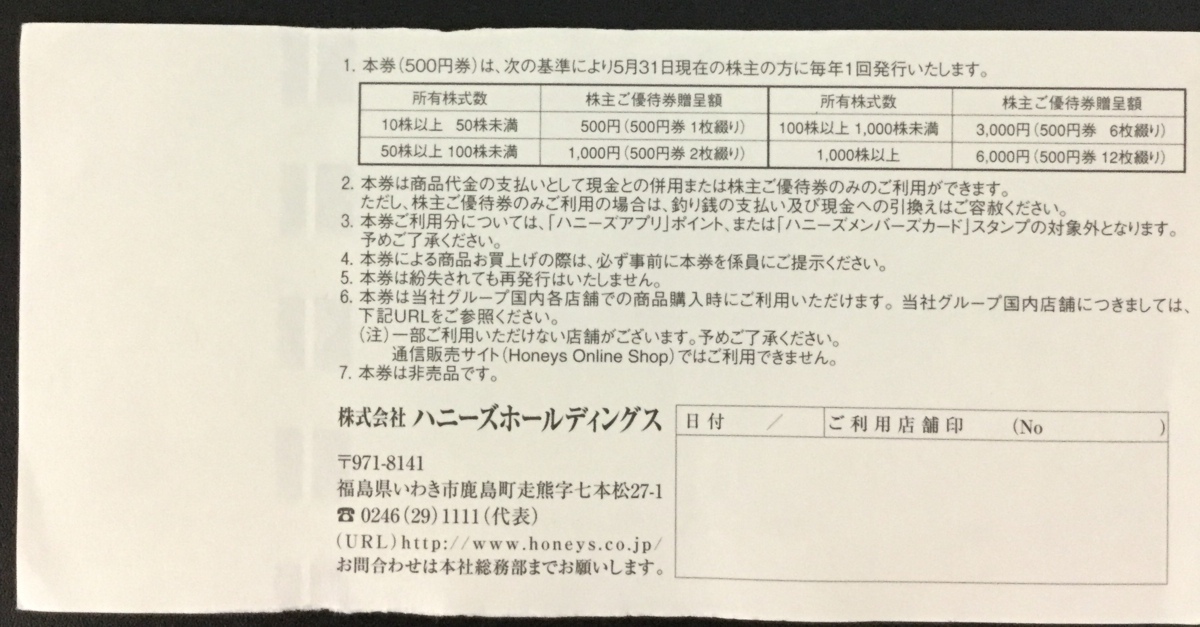 新品】【大黒屋】☆送料無料☆ハニーズ 株主優待券 4000円分(500