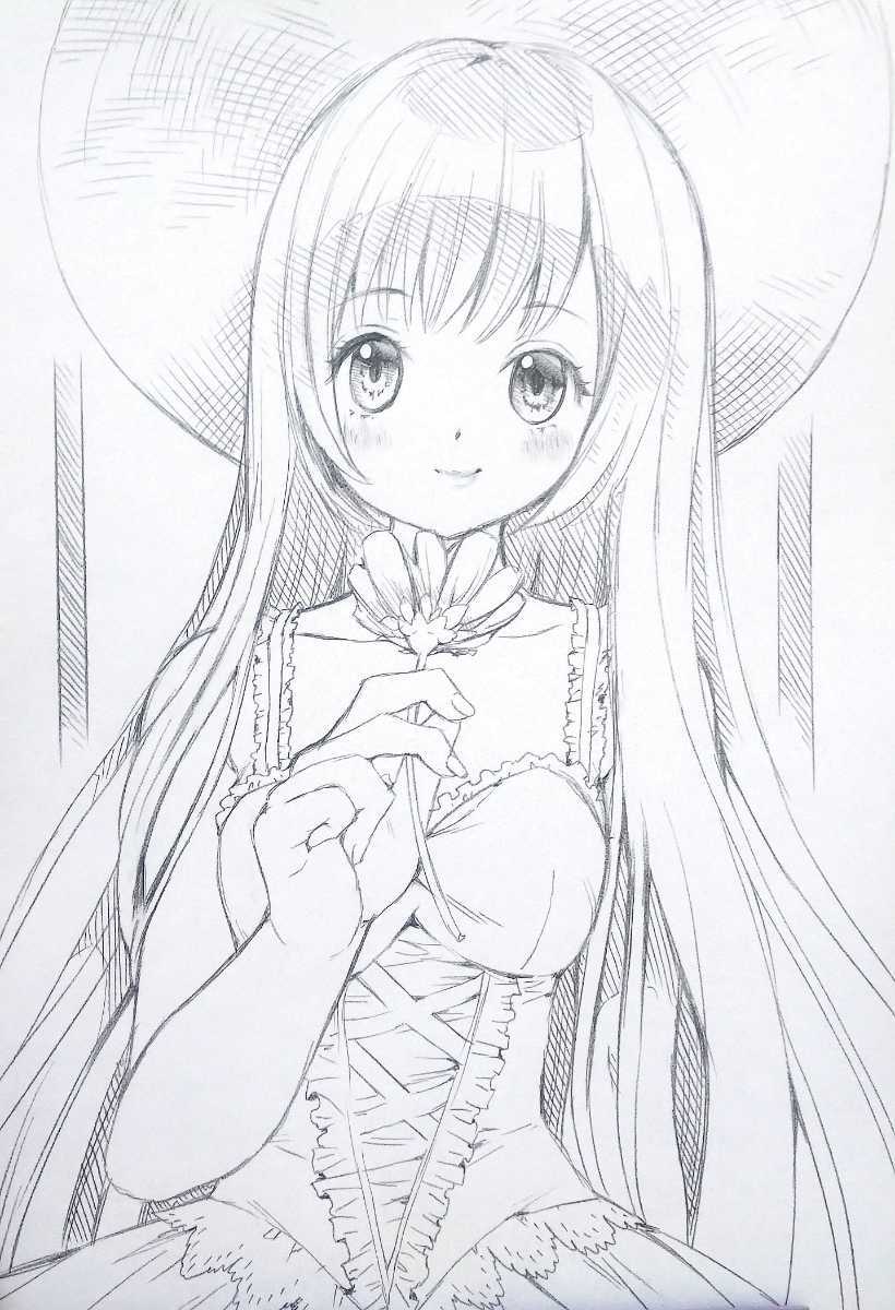 手描きイラスト オリジナル 女の子 麦わら帽子 ラフ画 の落札情報詳細 ヤフオク落札価格情報 オークフリー スマートフォン版
