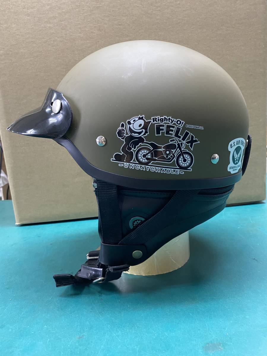 フィリックス・ザ・キャット　ヘルメット　Felix the cat 世田谷ベース ハーフヘルメット。FELIX the CATステッカーカスタム。 世田谷ベース