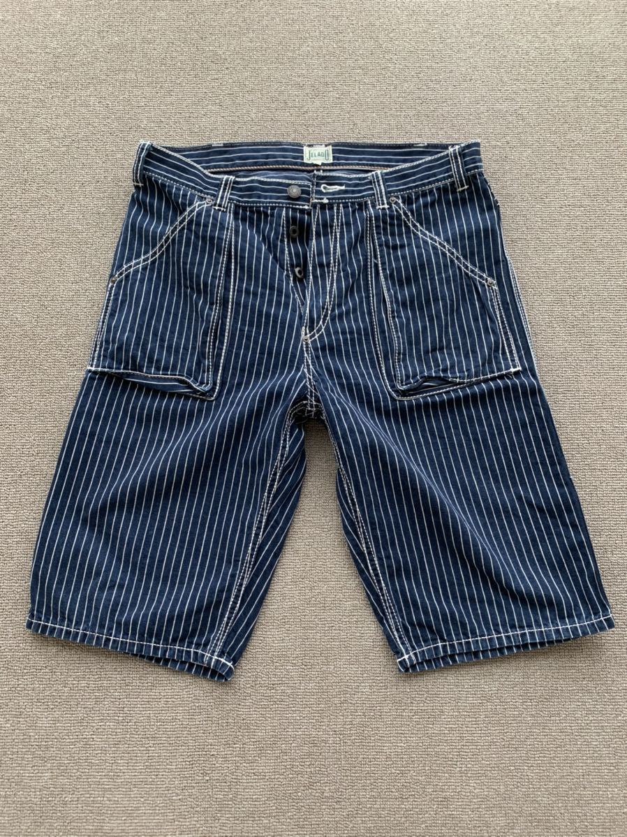 【JELADO】ジェラード　デニム　ストライプ　ハーフパンツ　ウォバッシュ JELADO ジェラード レア物 ウォバッシュハーフパンツ サイズL トイズ