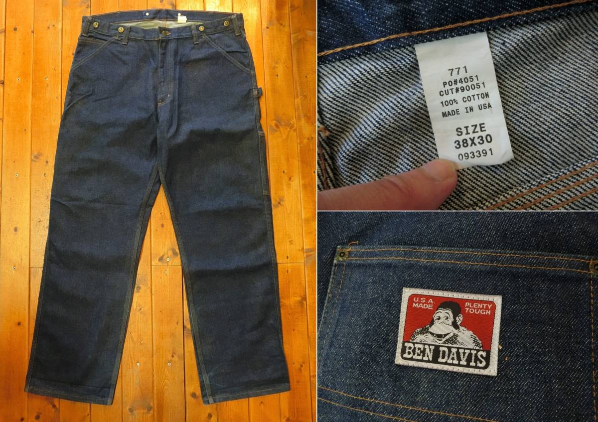 90s BEN DAVIS ベンデイビス USA製 サスペンダーボタン デニム