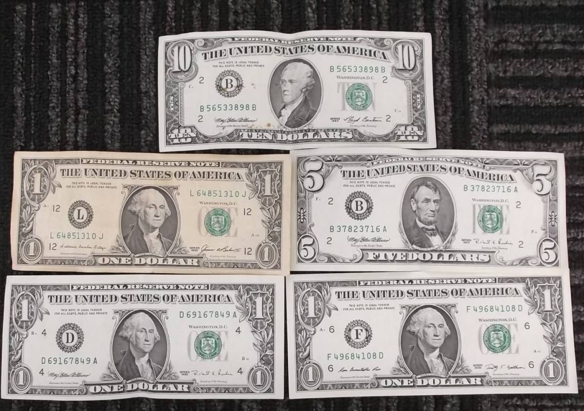 １円 アメリカドル紙幣 10ドル 5ドル 1ドル3枚 計18ドル アメリカ合衆国 Usa の落札情報詳細 ヤフオク落札価格情報 オークフリー スマートフォン版