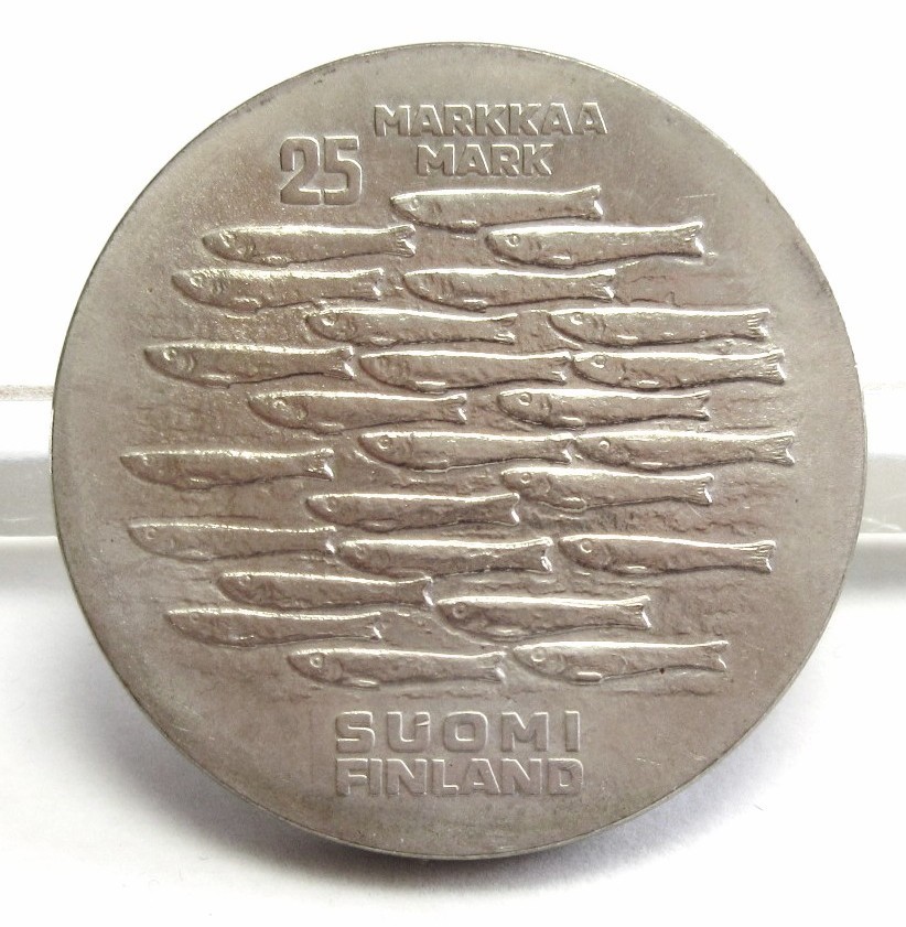 フィンランド 25マルカ銀貨(25MARKKAA) 1979年 36.98mm 26.20g ／検索