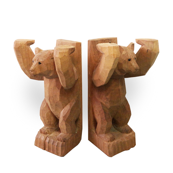 値下げ】木彫り くま 熊 節約 北海道 ブックエンド 値下げ】木彫り