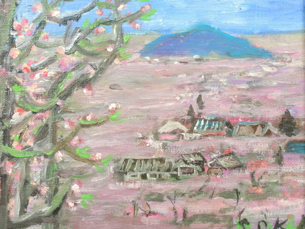 絵画 安井曽太郎 春の湖 油彩 油絵 風景画（安井曾太郎「夕日に