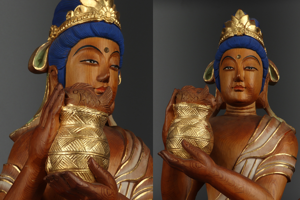 URA]仏教美術/国宝/平等院鳳凰堂/木彫彩色雲中供養菩薩/55.0㎝/