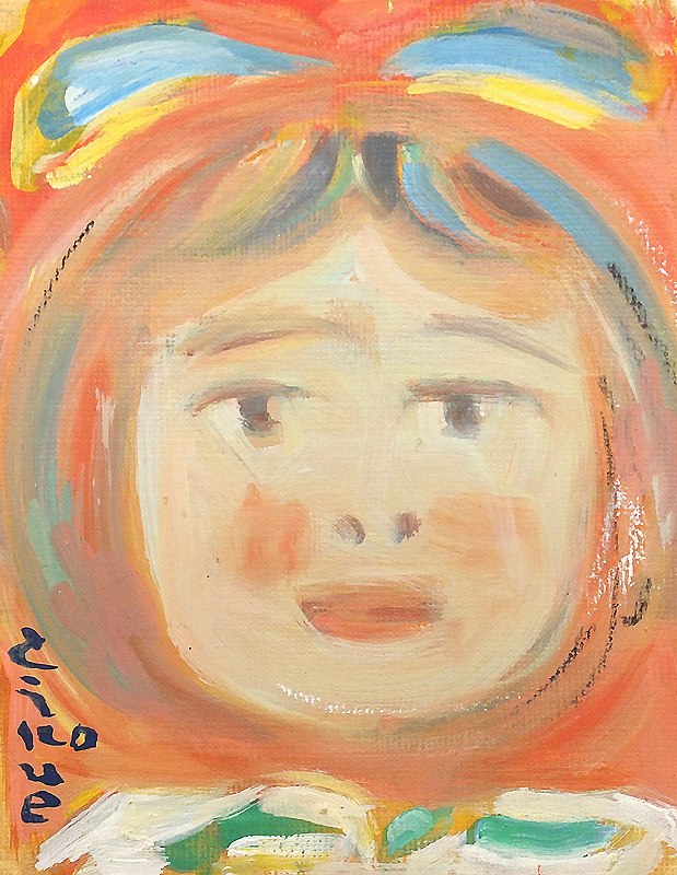 GLC】井上長三郎 「少女」 油彩0号 自由美術家協会員 物故巨匠の落札