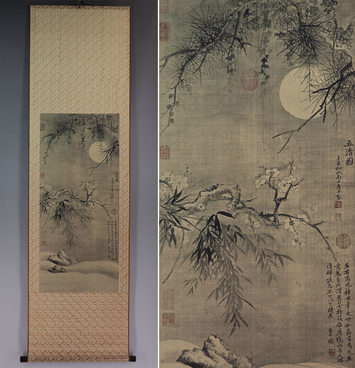 鈴木軒莞千「杏子の花咲く」油絵 風景画 絵画 原画 古民家 里山