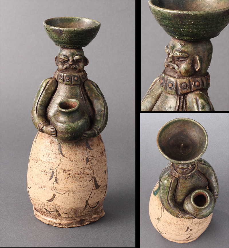 北大路魯山人 織部 南蛮人燭台 素晴らしい作品 r147