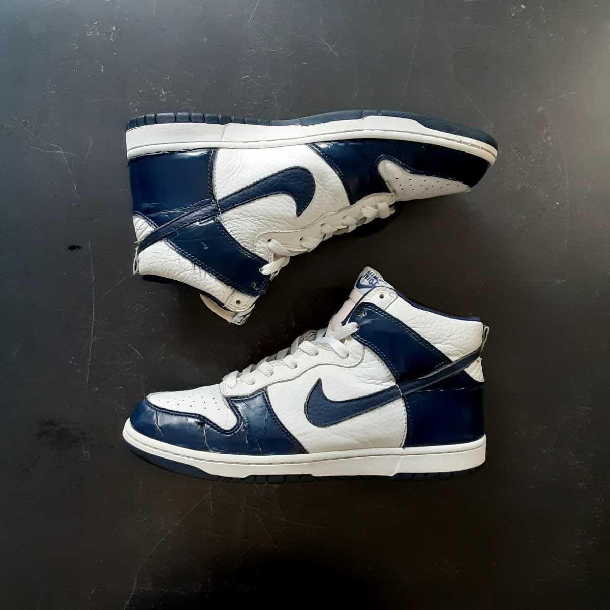 28 5cm Nike Dunk High 141 White Navy Patent ナイキ ダンク ハイカット パテント ホワイト ネイビー 白紺 の落札情報詳細 ヤフオク落札価格情報 オークフリー スマートフォン版