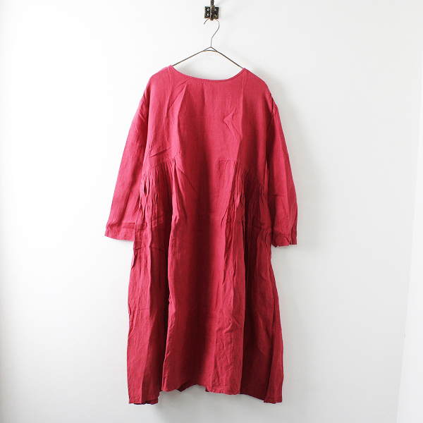 ナチュラン So エスオー リネン サイドギャザー ワイドワンピース レッド フレア の落札情報詳細 ヤフオク落札価格情報 オークフリー スマートフォン版