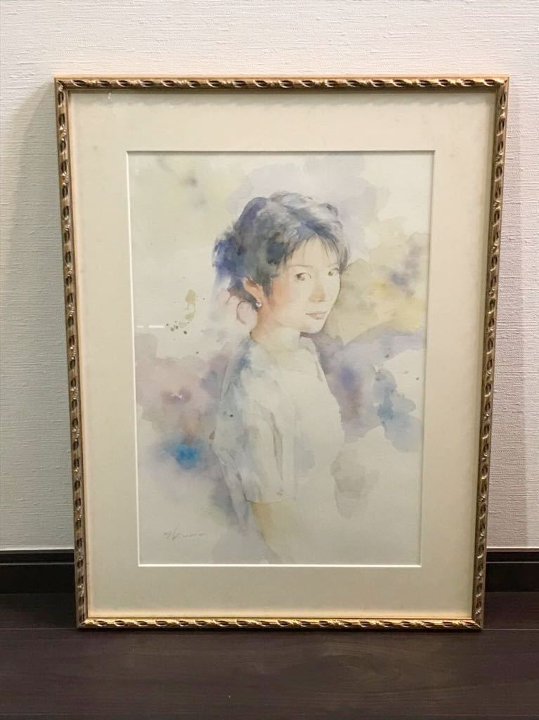 絵画　水彩画　少女　黒川達也　「髪かざり」 Yahoo!オークション - 黒川達也 真作「イキシア」油彩SM 師
