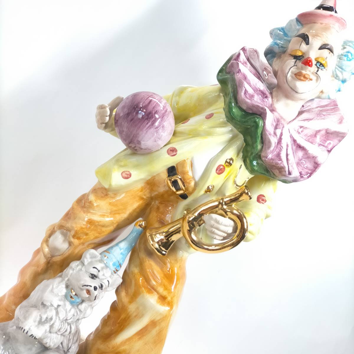 カポディモンテ ピエロと犬の置物 カポディモンテ ピエロと犬の置物 カポディモンテ ピエロと犬の