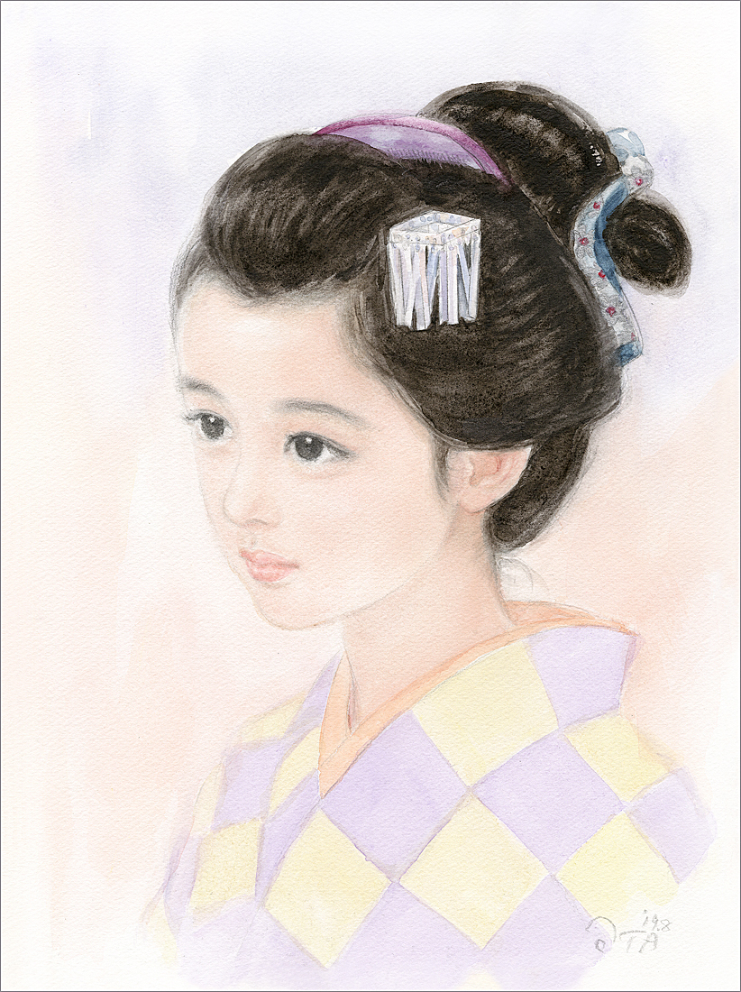 【原画】おおた慶文 水彩画「星影のまなざし」少女画　額装付 原画】おおた慶文 水彩画「星影のまなざし」少女画 額装付（2025
