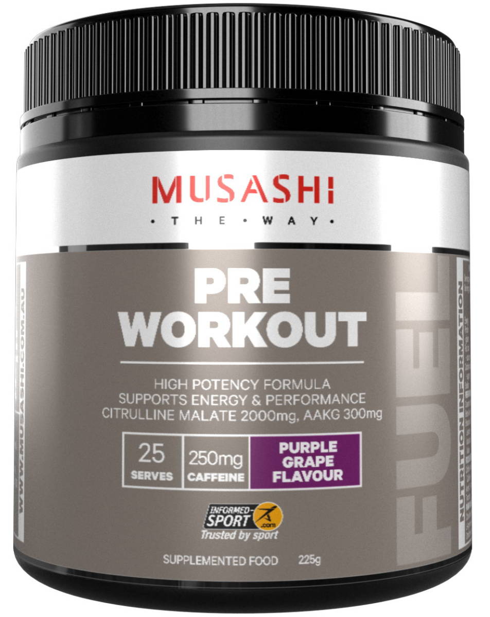【未使用】MUSASHI （ムサシ）プレワークアウト パウダー グレープ味 カフェイン250mg シトルリン2000mg クレアチン ベータ