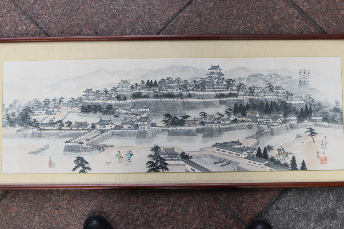 絵画　「如来常住」久松誠一氏作　手描き　日本画/静物画/風景画/水彩画/額縁 中古美品】亀山秀景 秀景 水墨画 備後 福山藩 久松城 福山城